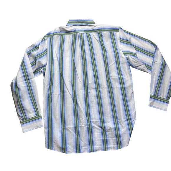 Faconnable Men's Classique Striped Button-Down Pocket Long Sleeve Cotton Medium - Picture 2 of 11